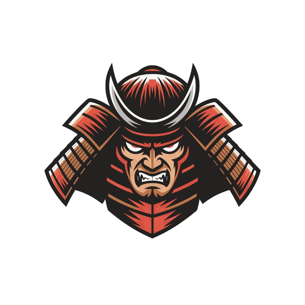 samurai wild angry character design illustration flat logo vector