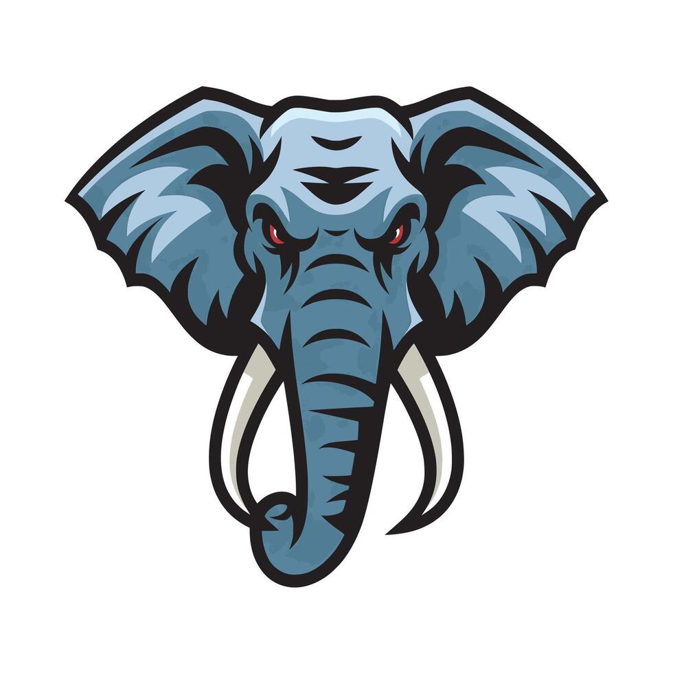 elephant head design flat logo illustration on white background vector