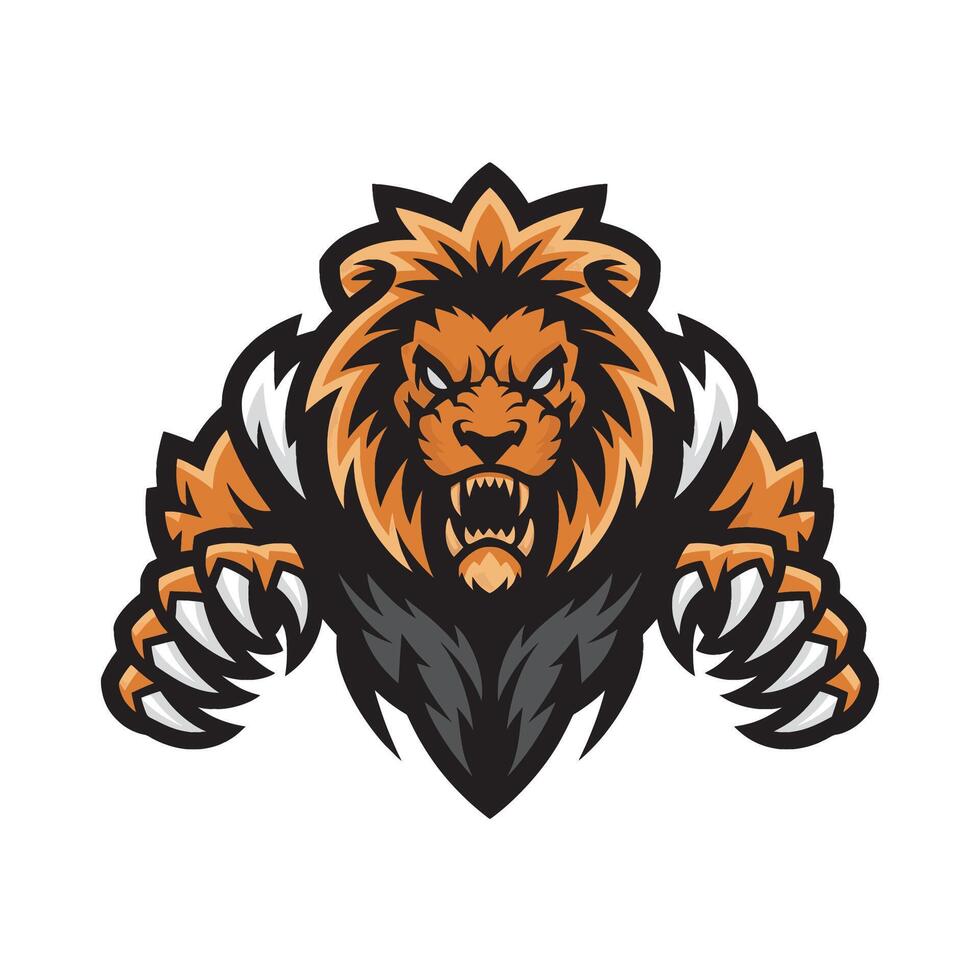lion head pose design flat illustration logo vector