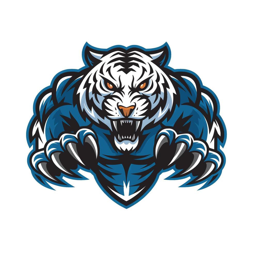 white tiger malignant design logo illustration on white background vector