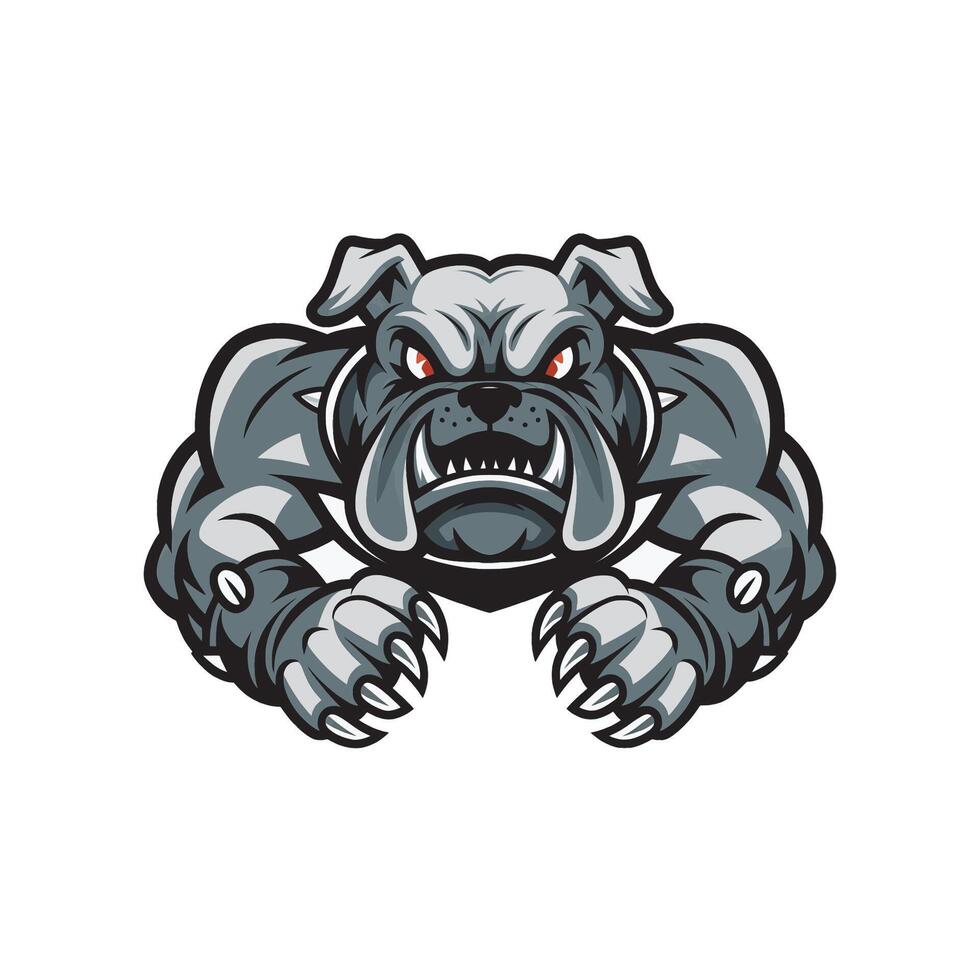 bulldog muscular design logo illustration on white background vector