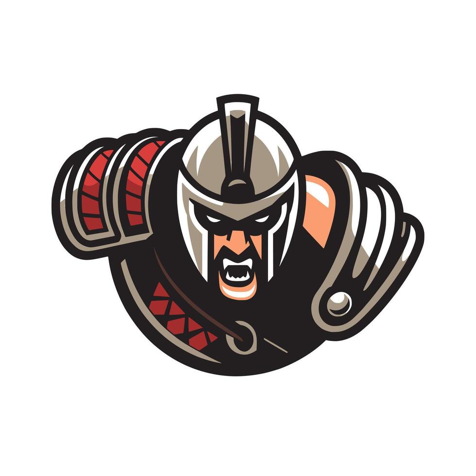 gladiator illustration angry wild design logo on white background vector