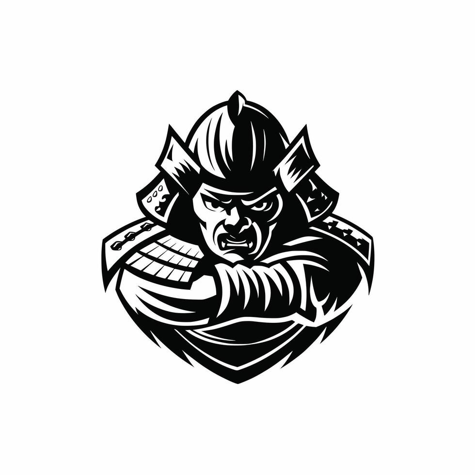samurai wild character flat design illustration logo vector
