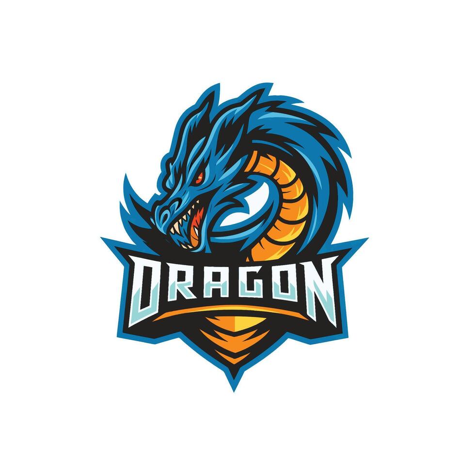 dragon attacking pose with claws design logo on white background with text vector