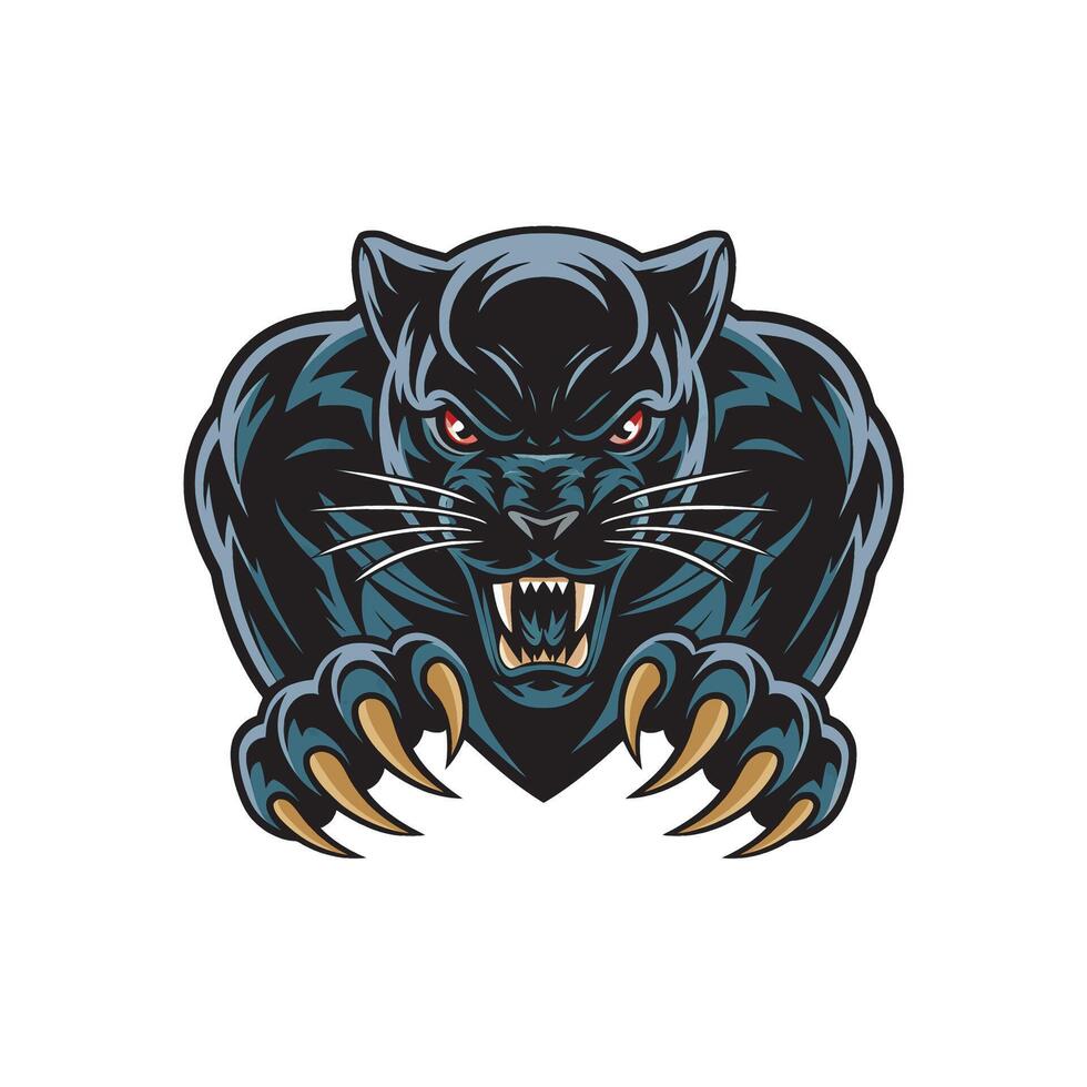 black panther illustration logo attacking with claws vector