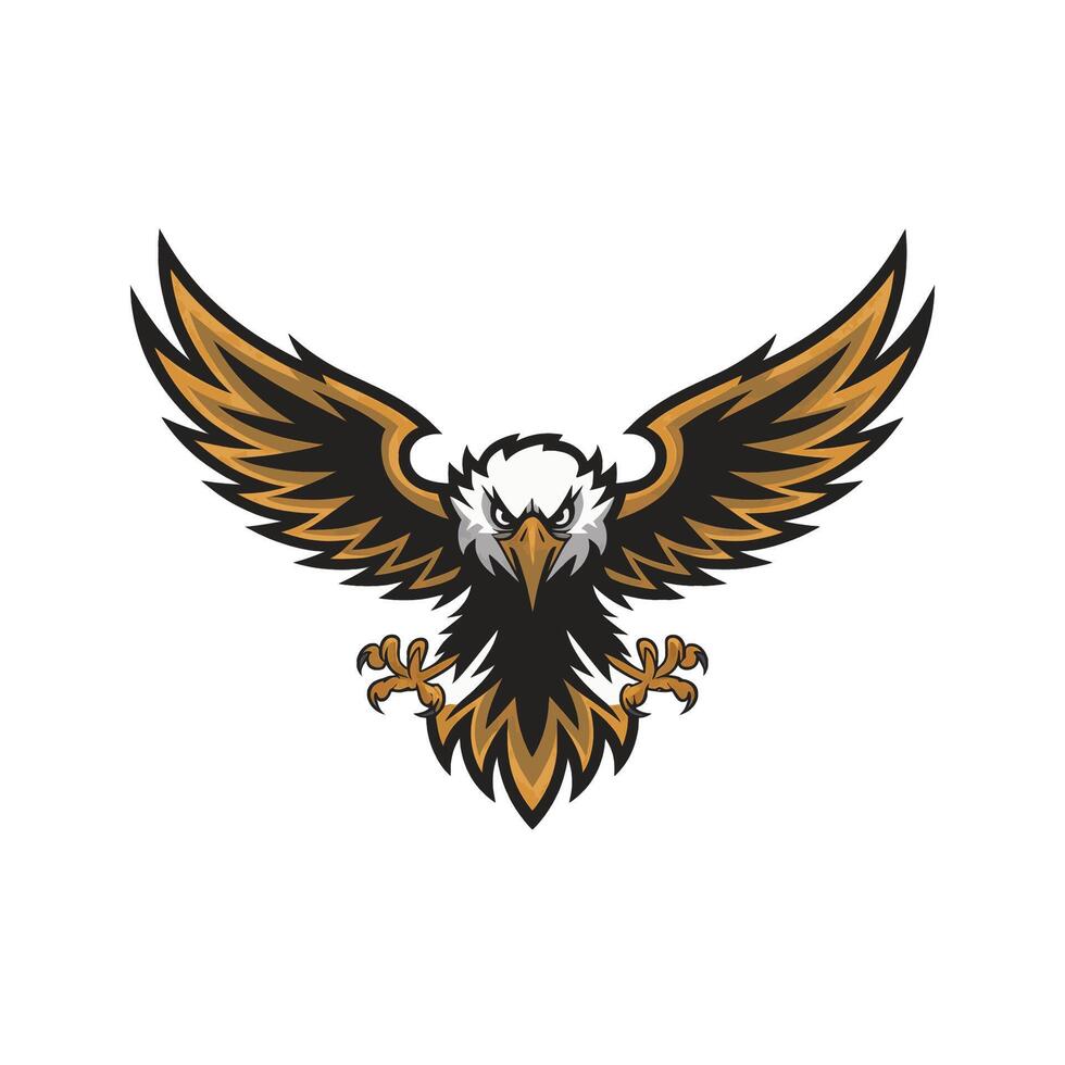 eagle fliying attacking pose with claws design logo illustration vector