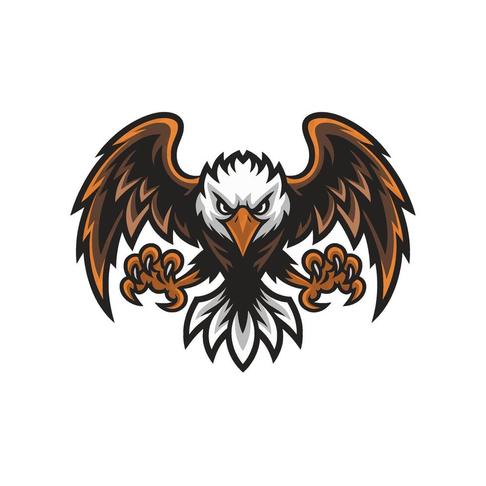 eagle fliying attacking pose with claws design illustration logo vector