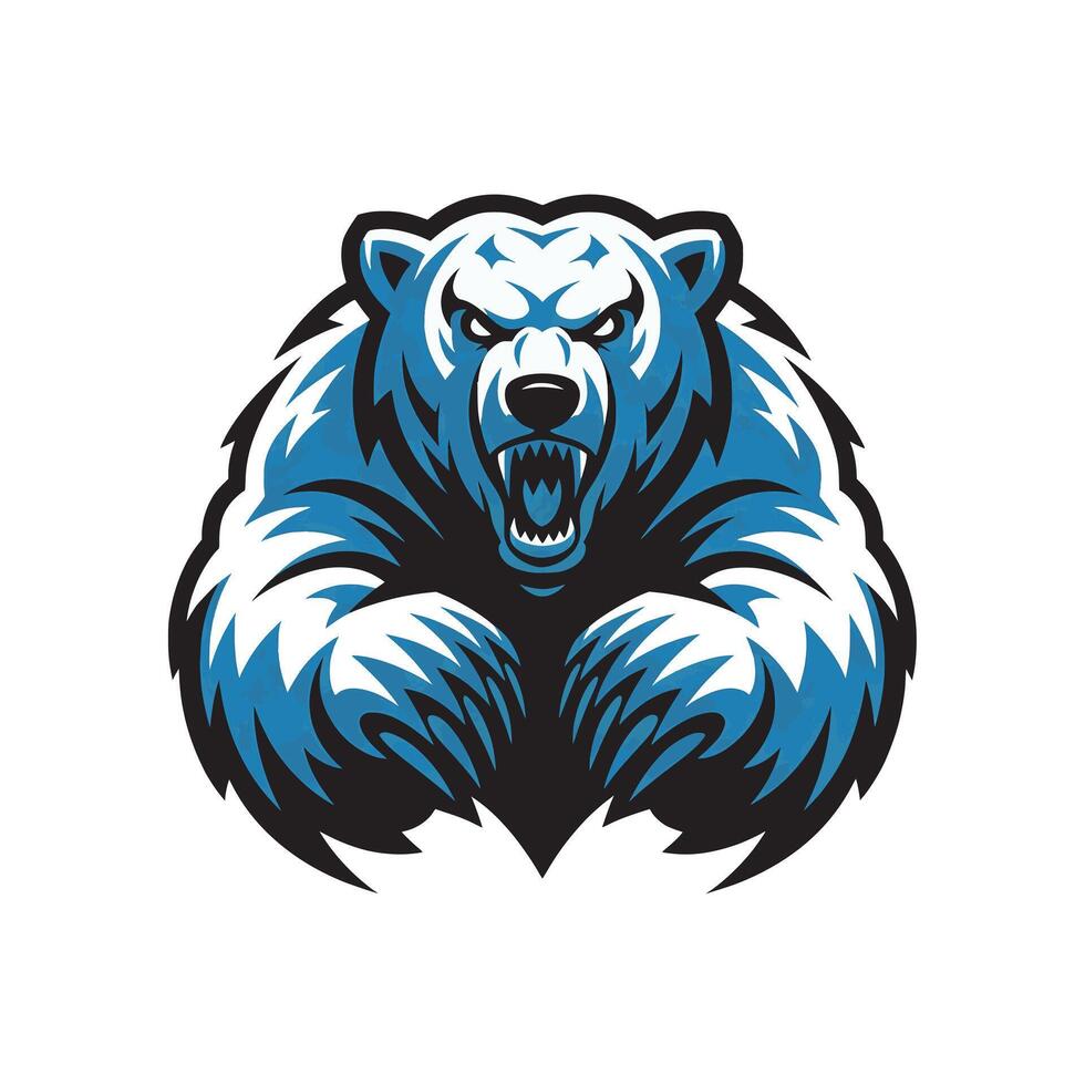 polar bear pose attacking with claws design logopolar bear pose attacking with claws design logo vector