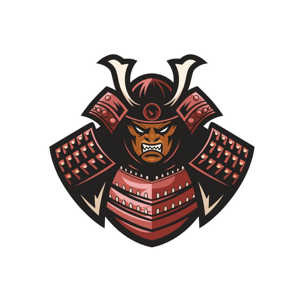 samurai wild angry character design illustration logo vector