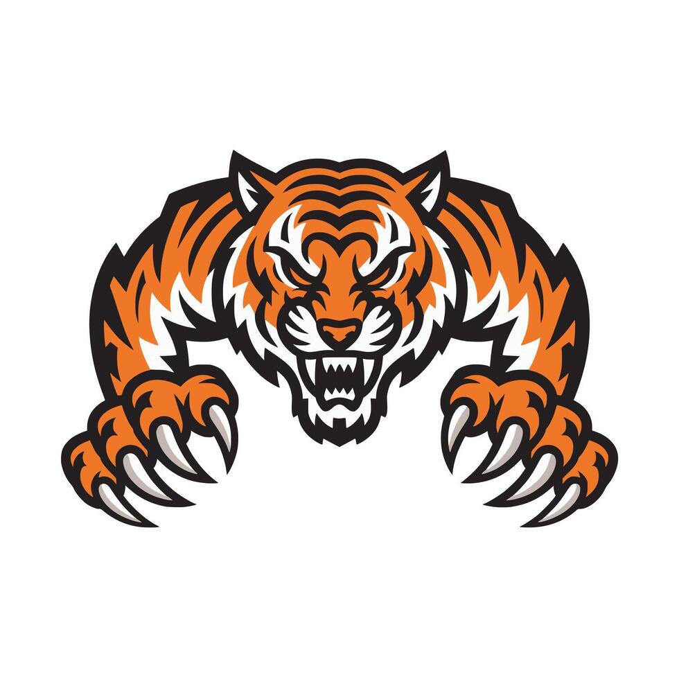 tiger malignant attacking with claws logo illustration design vector