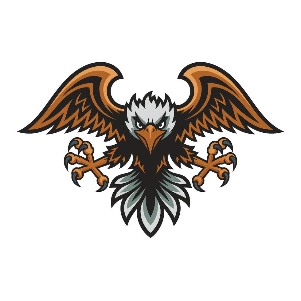 eagle fliying attacking pose with claws logo design.eps vector