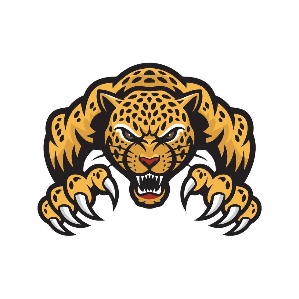 leopard attacking pose with claws logo illustration vector