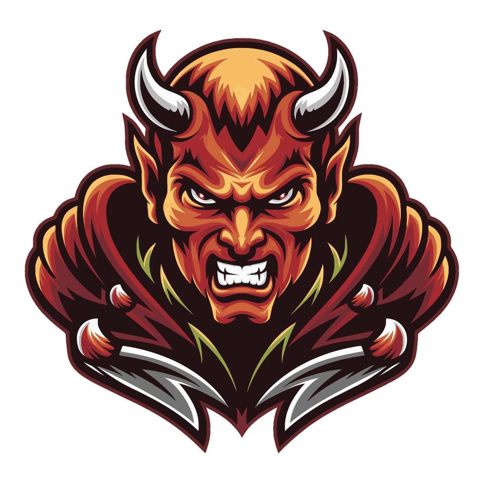 devil angry character logo design illustration vector