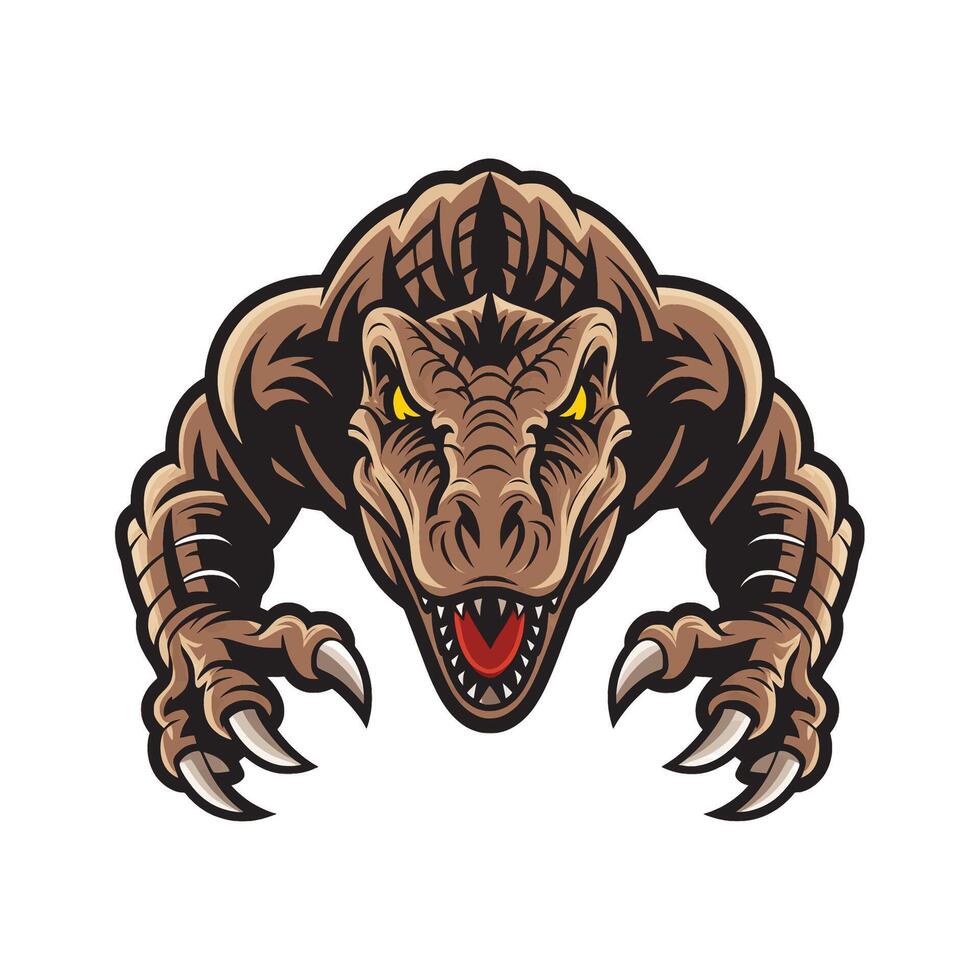 tyrannosaurus attacking with claws logo design vector