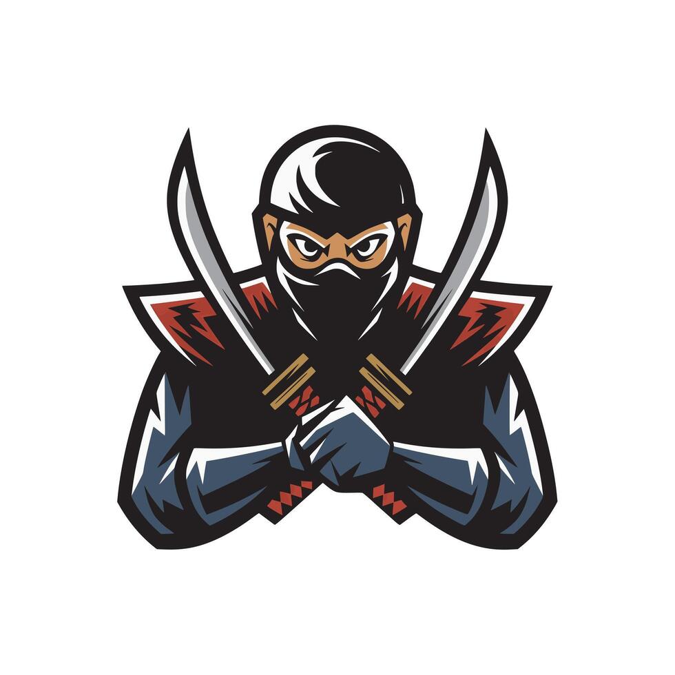 ninja flat attacking logo pose design illustration.eps vector