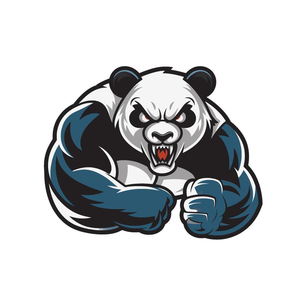 panda fierce attacking logo with claws design illustration vector
