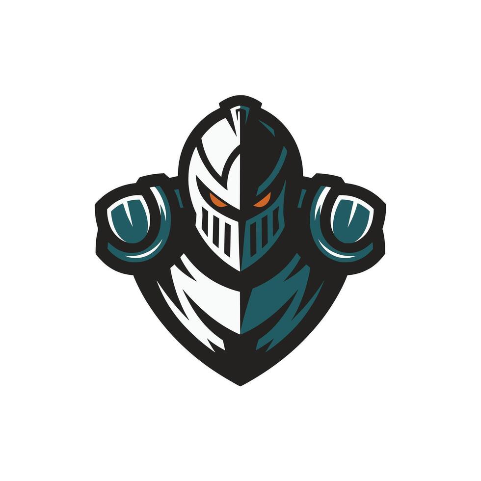 knight pose standing flat logo illustration vector