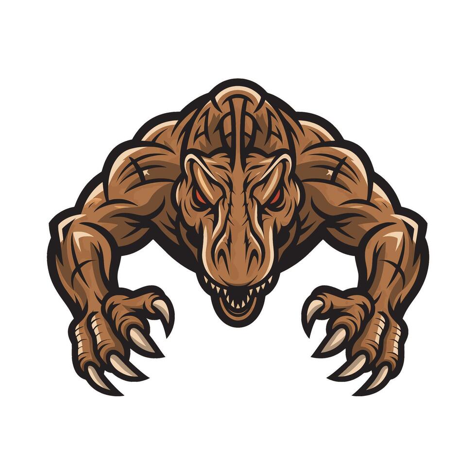 tyrannosaurus attacking with claws illustration design logo vector