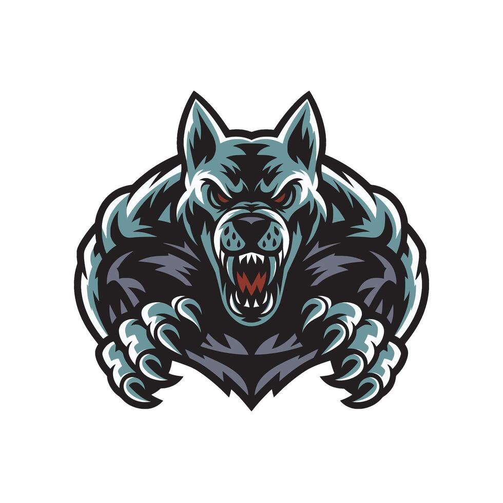 dog attacking pose with claws design logo illustration vector