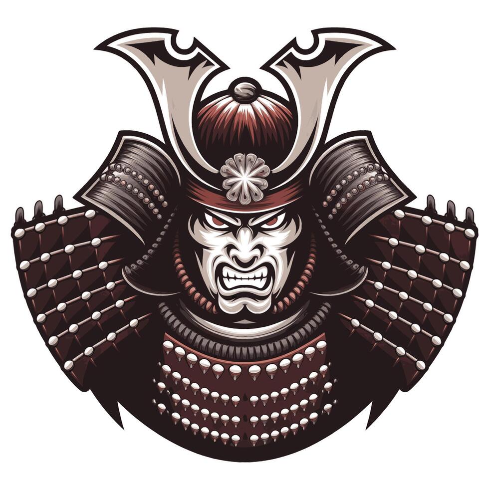 samurai wild character logo illustration design vector