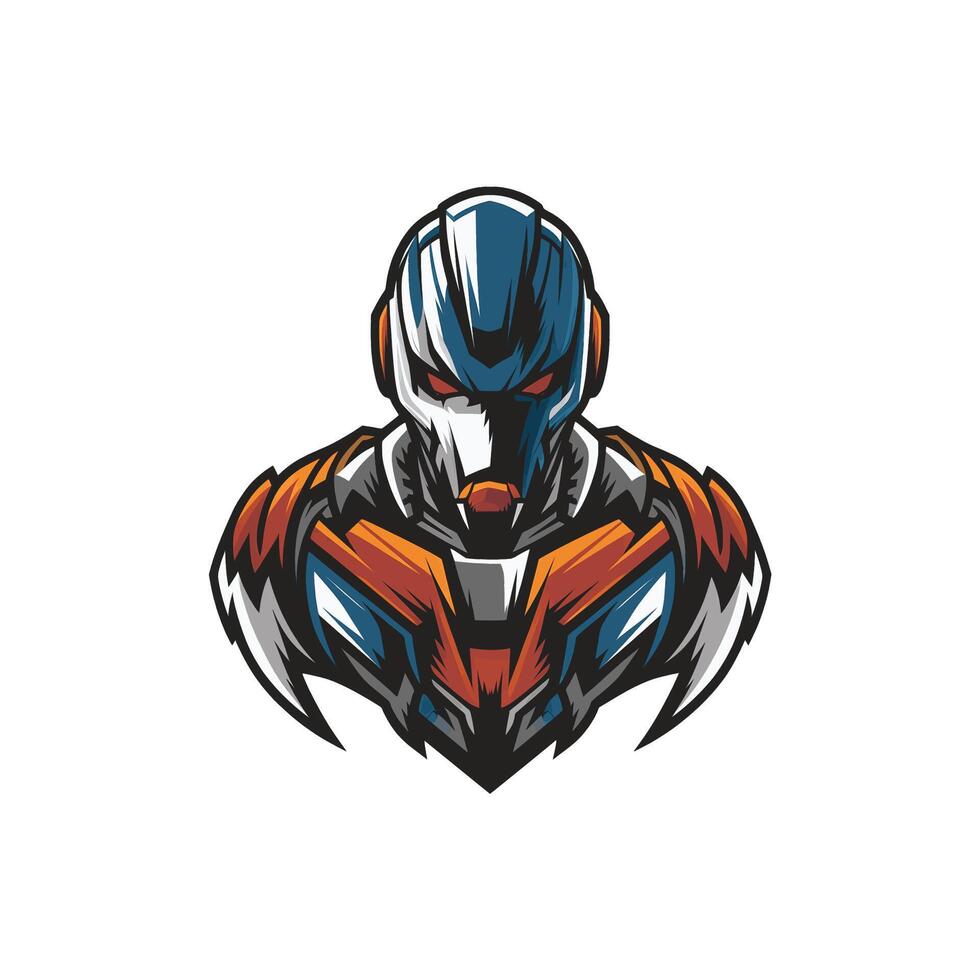 robot character logo design illustration vector