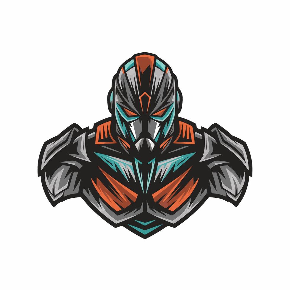 robot character attacking logo illustration vector