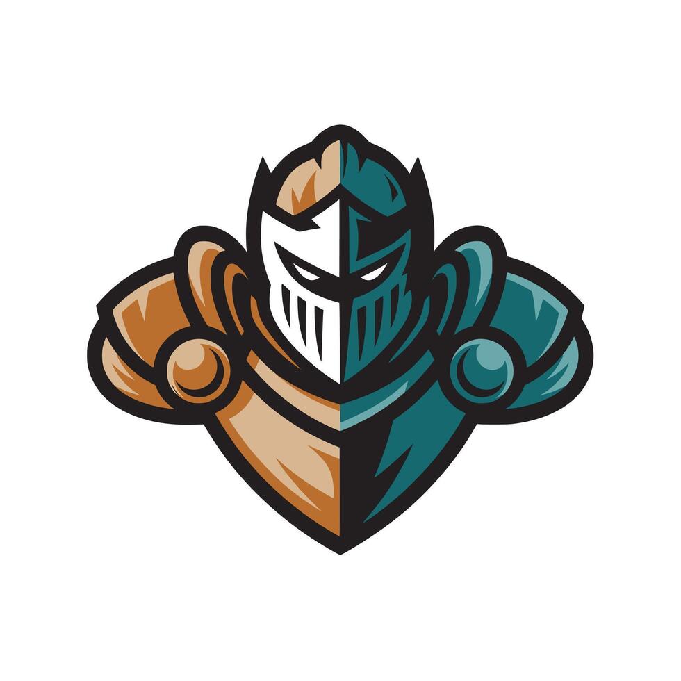 knight pose standing logo illustration design vector