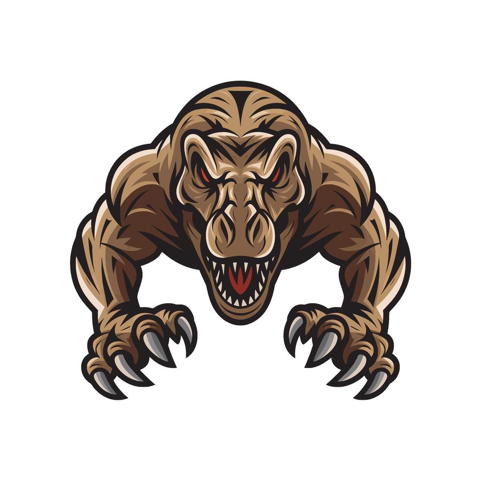 tyrannosaurus pose attacking with claws illustration logo vector