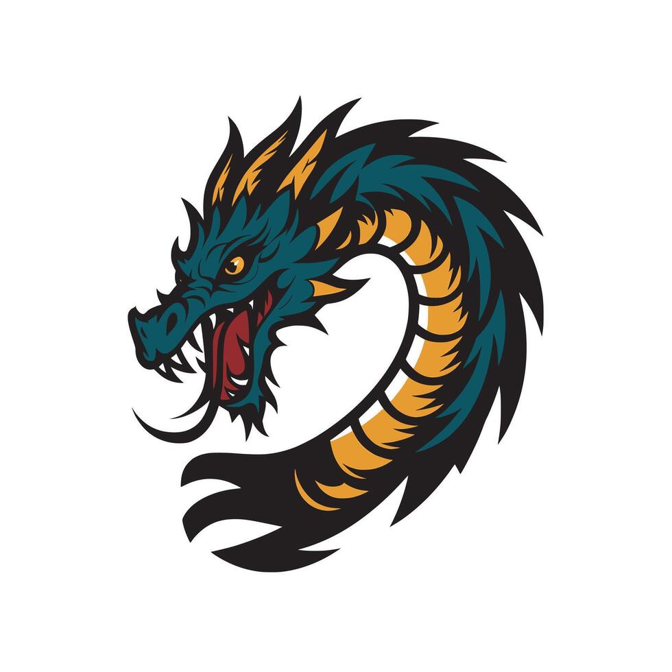 dragon head logo design illustration vector