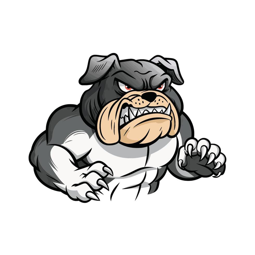bulldog pose muscular design illustration logo vector