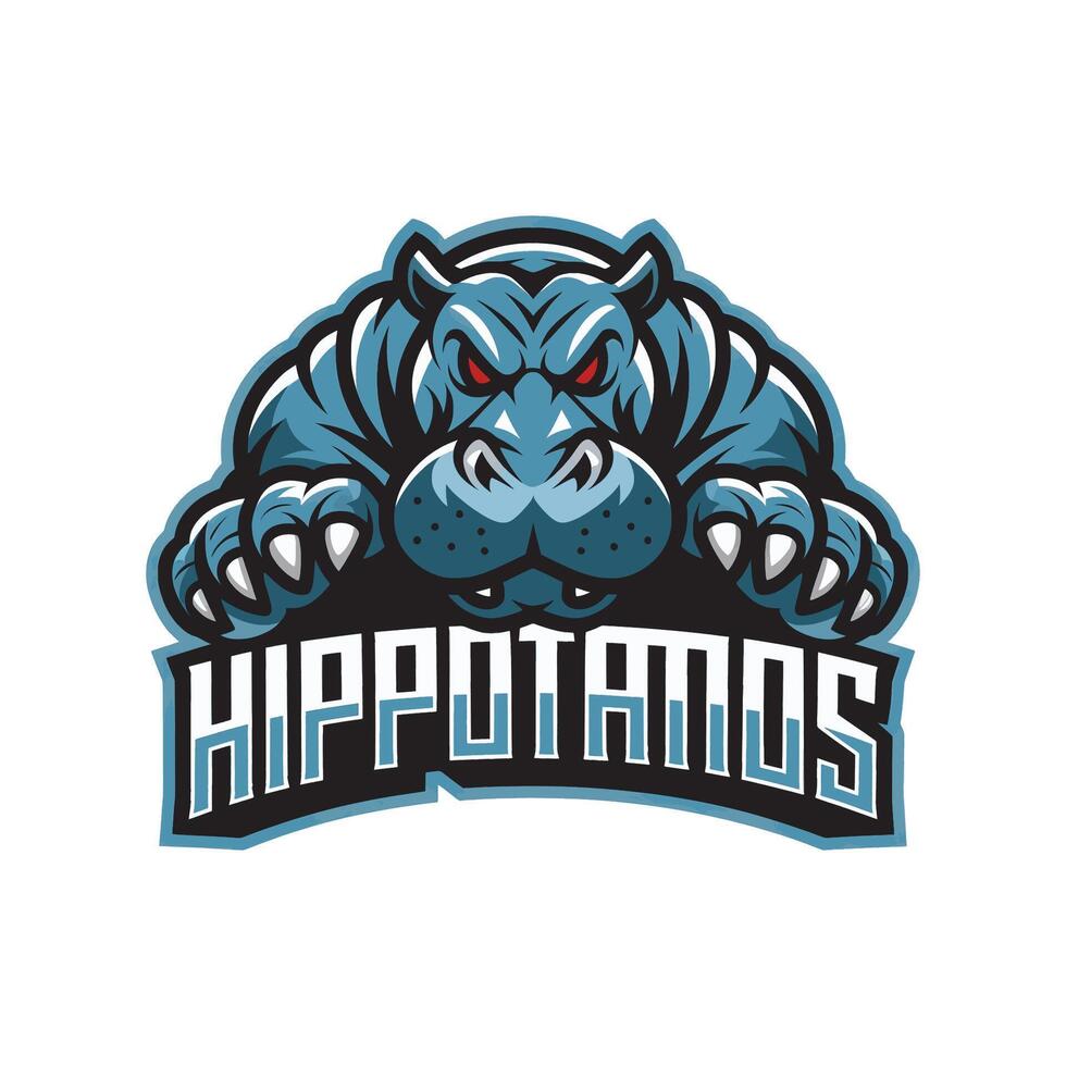hippopotamus fierce design illustration logo with text vector