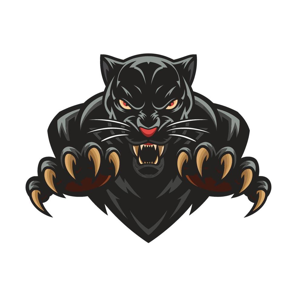 black panther logo attacking with its claws illustration design vector
