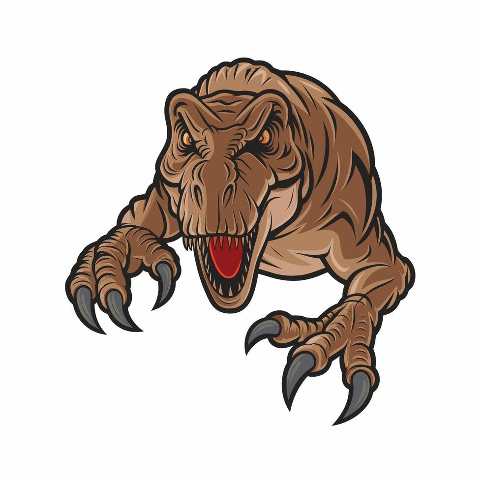 tyrannosaurus attacking with claws logo illustration vector