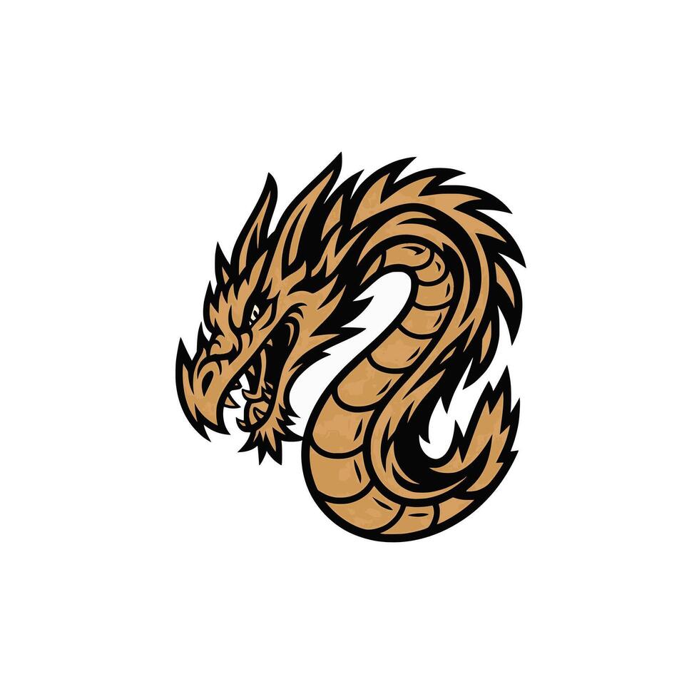 dragon gold logo with claws design illustration vector