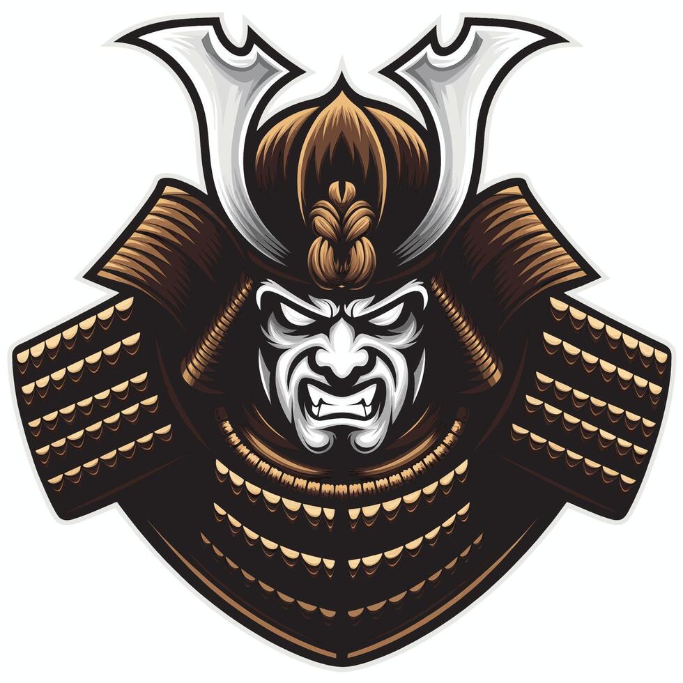 samurai angry wild character design illustration logo vector