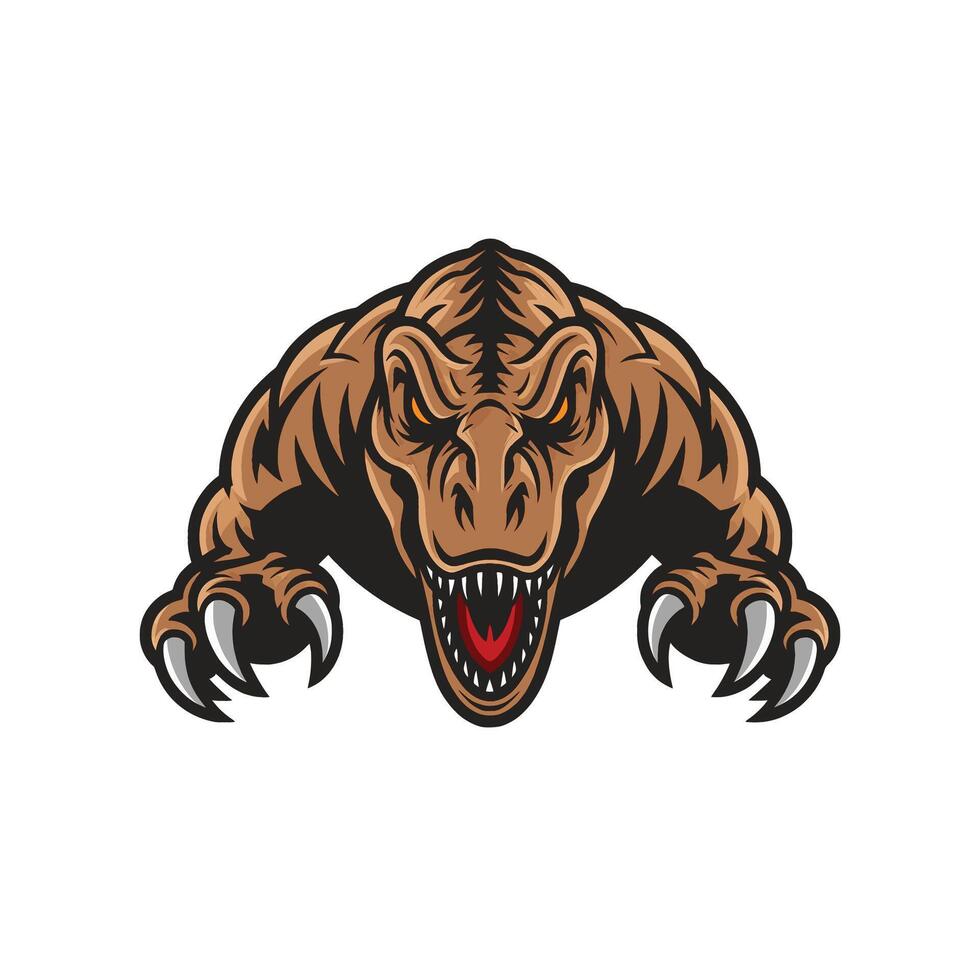 tyrannosaurus attacking with claws logo illustration design vector