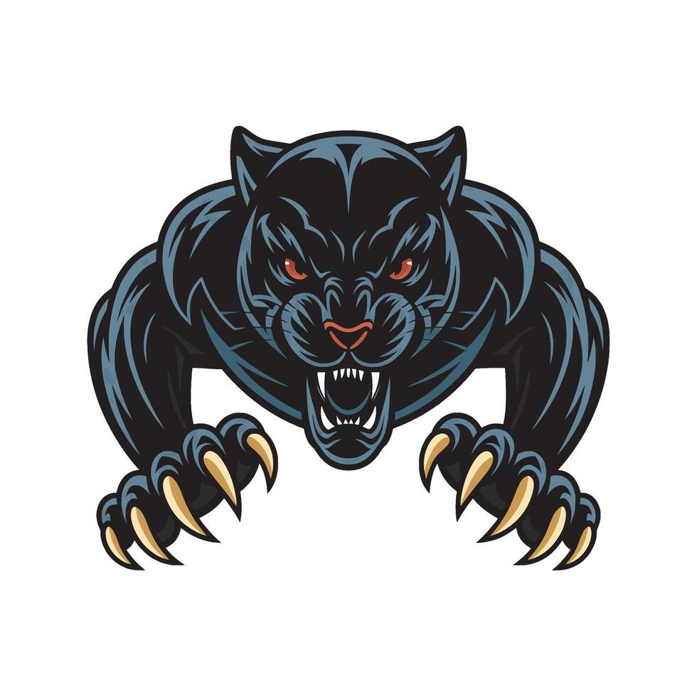 black panther attacking with its claws logo design illustration vector