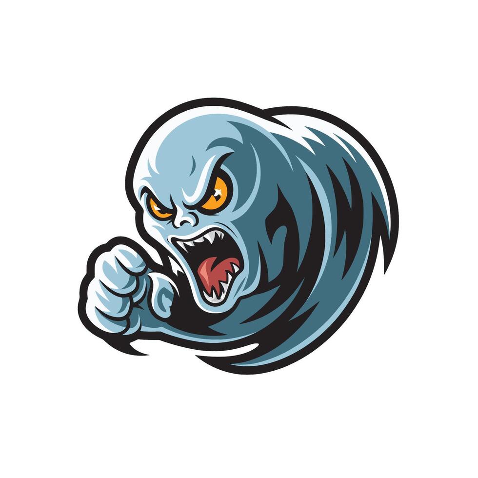 ghost attacking design illustration logo vector