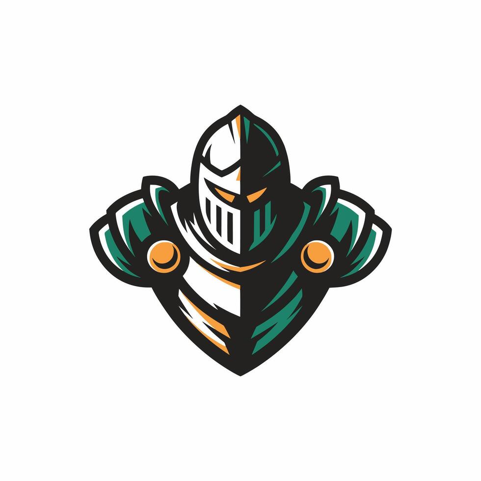 knight pose standing design logo illustration vector