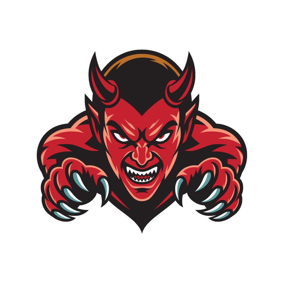 devil pose angry attacking with claws character illustration logo vector