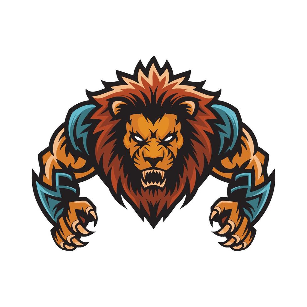 lion gold attacking pose with claws logo illustration vector