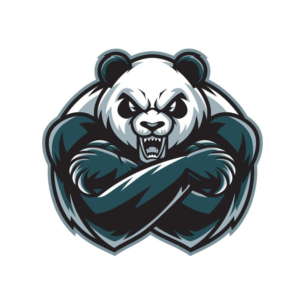 panda fierce attacking with claws design illustration logo vector