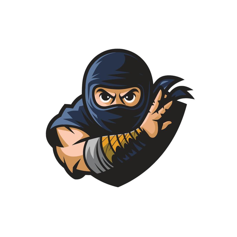 ninja attacking logo pose design illustration vector