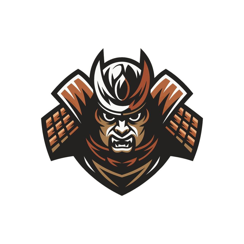 samurai wild character design logo flat illustration vector