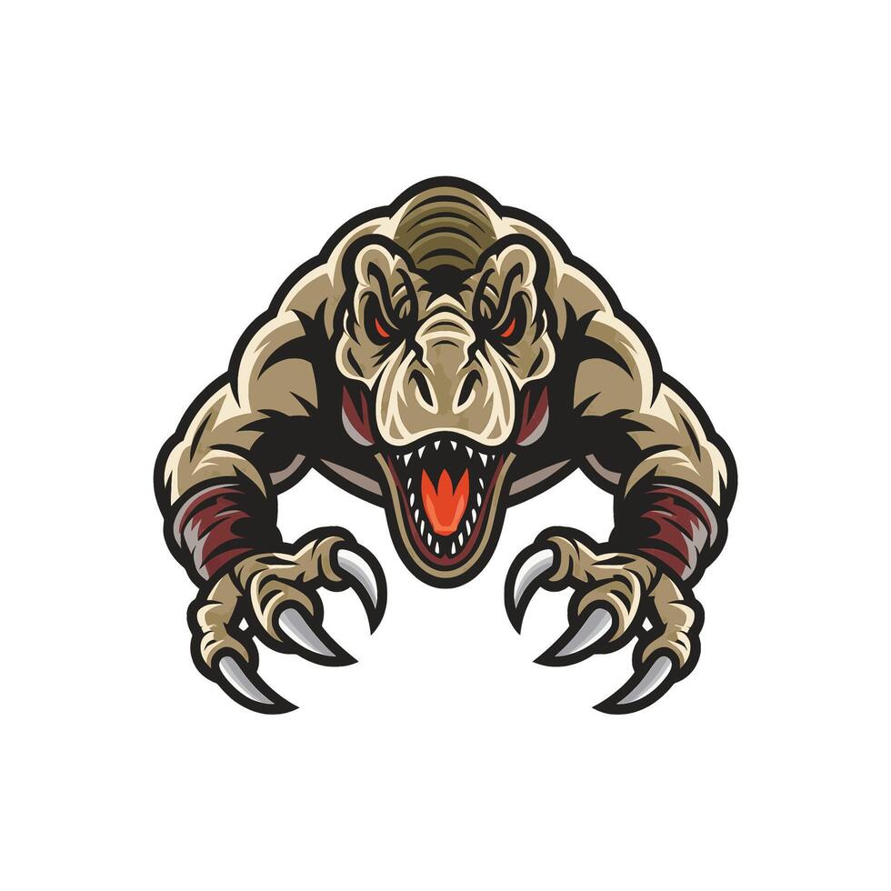 tyrannosaurus attacking pose with claws illustration logo vector