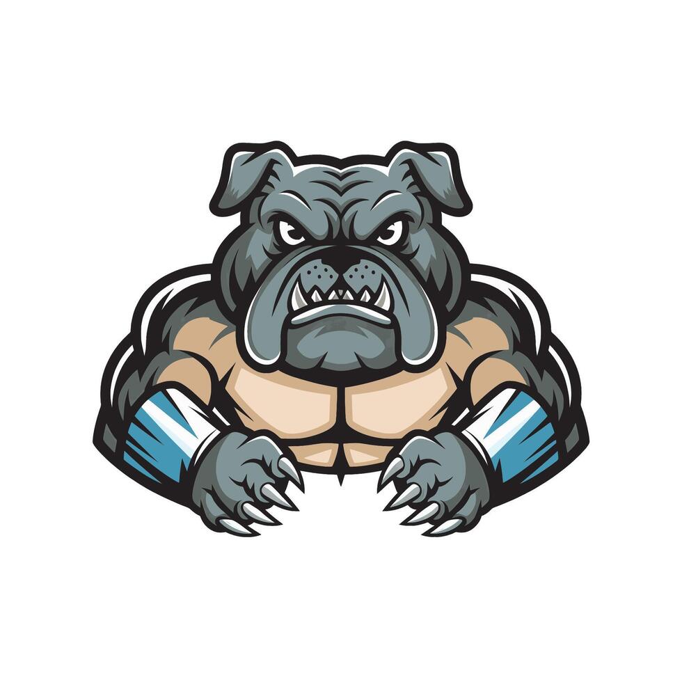 bulldog muscular attacking with claws design logo on white background vector