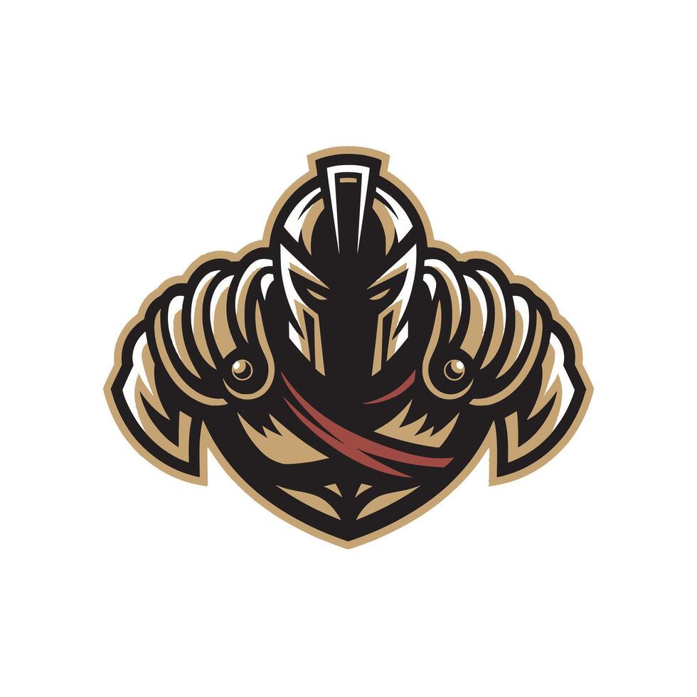 gladiator wearing armor gold design illustration logo vector