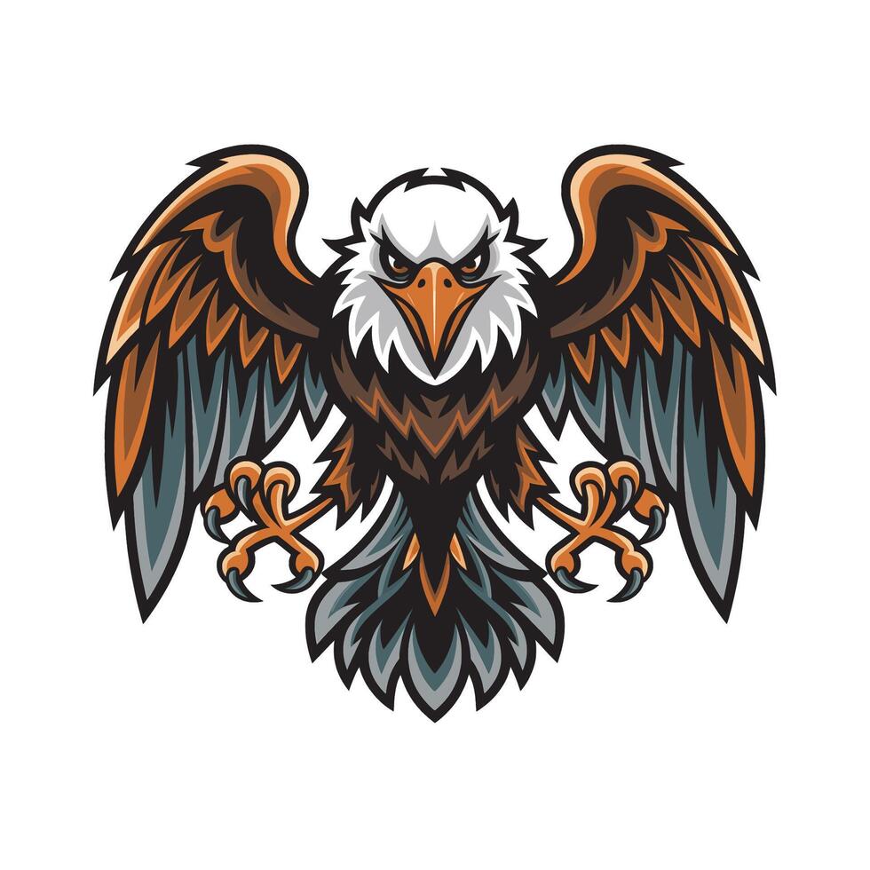 eagle fliying attacking pose with claws illustration design logo vector