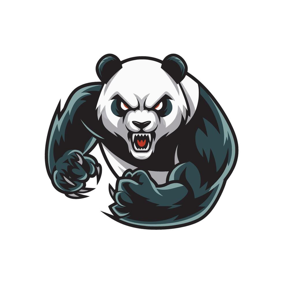 panda fierce attacking with punch logo illustration design vector