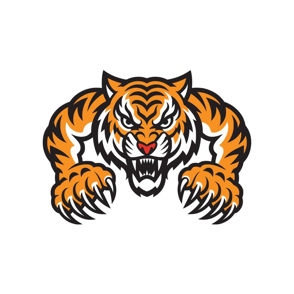 tiger attacking with claws illustration logo vector